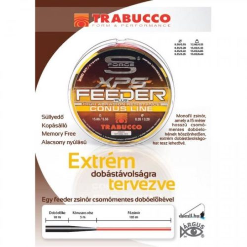 Trabucco S-Force Feeder Plus Conus Monofil Zsinór 200m 0,20mm-0,35mm