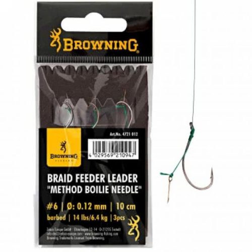 Browning Braid Feeder Leader Method Boili Needle Előkötött Hororg 10cm 6