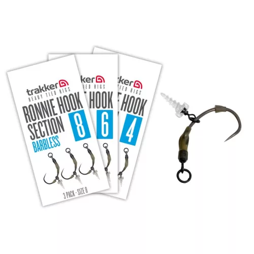 Trakker roonie hook barbless szakáll nélküli előszerelt horog 8
