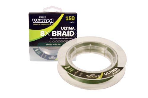 Wizard ultima 8x braid moss green fonott horgász zsinór 150m 0,16mm