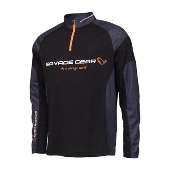 Savage Gear Tournament 1/2 Zip Póló Black Ink L-es