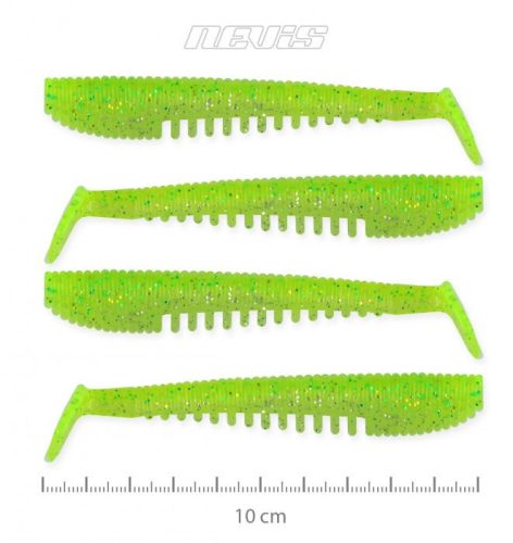 Nevis Impulse Shad Gumihal Fluo Zöld-Flitter X2 10cm