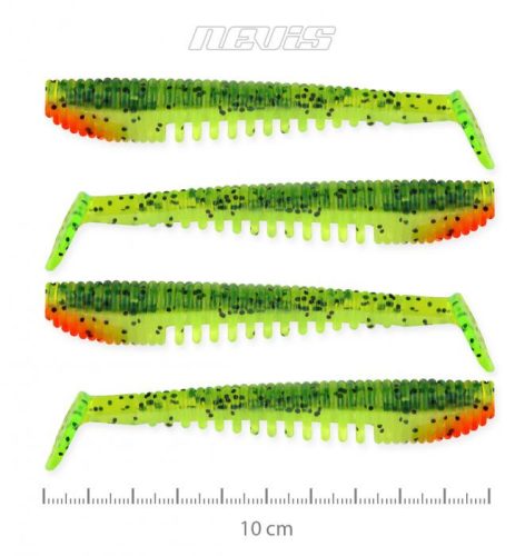 Nevis Impulse Shad Gumihal Zöld-Narancs Flitter 10cm