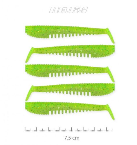 Nevis Impulse Shad Gumihal Fluo Zöld-Flitter 7,5cm