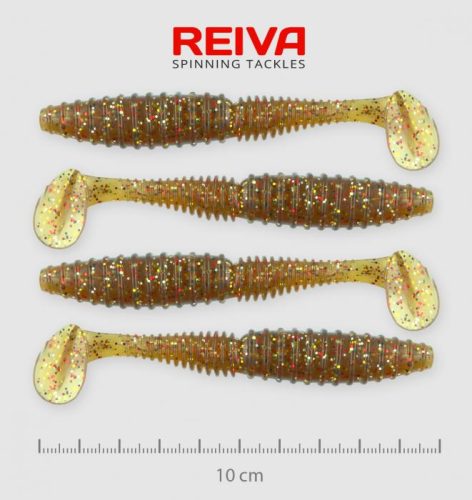 Reiva Zander Power Shad Gumihal Barna-Flitter 8cm