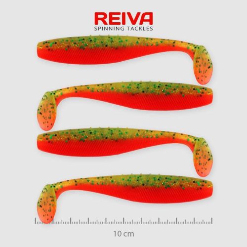 Reiva Flat Minnow Shad Gumihal 10cm Sárga-Narancs-Flitter