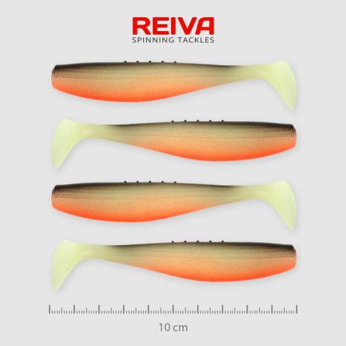 Reiva Flat Minnow Shad Gumihal 10cm Fehér-Fekete-Piros