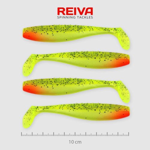 Reiva Flat Minnow Shad Gumihal 10cm Zöld-Piros Fej-Flitter