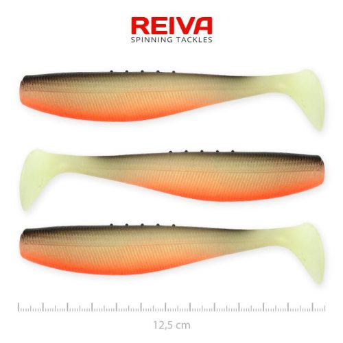 Reiva Flat Minnow Shad Gumihal 12,5cm Fekete-Fehér-Narancs