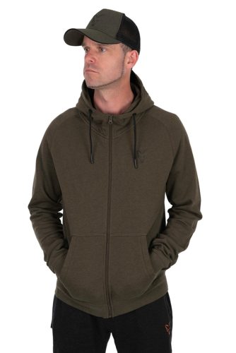 Fox collection lw hoody green&black kapucnis cipzáras pulóver L
