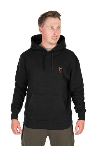 Fox collection hoodie black&orange kapucnis pulóver S