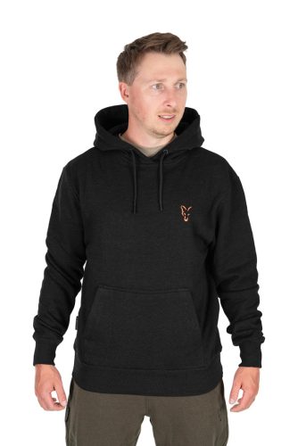 Fox collection hoodie black&orange kapucnis pulóver S