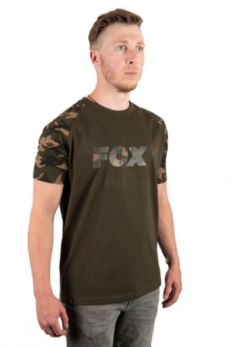 FOX Raglan Khaki/Camo Sleeves Póló S-es