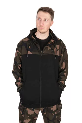 Fox lw black/camo split zip hoody kapucnis cipzáros pulóver M