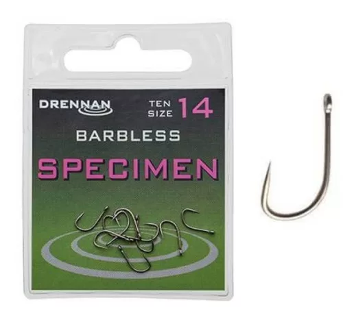 Drennan Specimen Barbless Szakáll Nélküli Horog 14-es